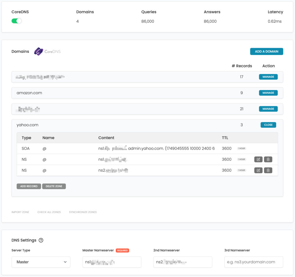 Dns cluster settings